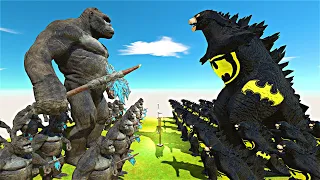 Legendary Growing War - King Kong vs Bird-Nosed Batman Godzilla | Animal Revolt Battle Simulator