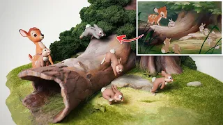 Making Disney's Bambi and Bunny Diorama (They jump)