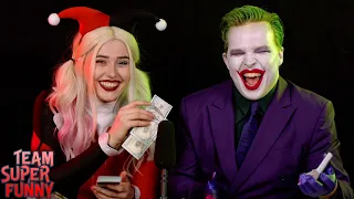 Joker ASMR with Harley Quinn! whisper, fabric, plastic, soft voice (parody)