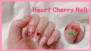 Nail Art Korean Nail 💅/Cute Cherry Nails🍒/self nail/nail design