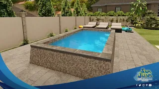 🌟 Dive into Elegance with The Sedona – A Raised Fiberglass Swimming Pool by San Juan Pools! 🌊