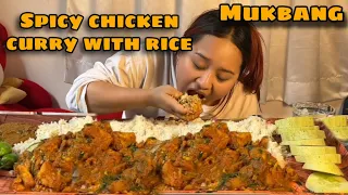 SPICY CHICKEN CURRY WITH RICE 🤤❤️ MUSKAN KO MUKBANG EP:5 🥹 LASTAI MITHO VAYERA THAPEYRA KHAYE🐔🍗