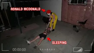 CAUGHT RONALD MCDONALD ON OUR SECURITY CAMERAS AT 3 AM!! (BREAKS IN OUR HOUSE)