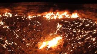 Darvaza Gas Crater - Putting out fire with gas(oline)