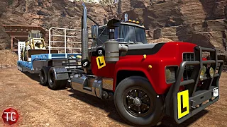 NEW TRUCKING SIMULATOR GAMEPLAY! Hauling Equipment Out of a QUARRY! Truck World Driving School