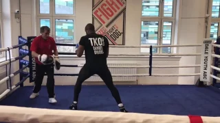 Former Dale youth boy Daniel Dubois comes down for some pads