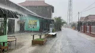 Fear of Floods!! Super Heavy Rain and Strong Winds | Walking In The Rain  | Rain Sounds For Sleep