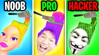 Can We Go NOOB vs PRO vs HACKER In PERFECT WAX 3D? (MAX LEVEL!)