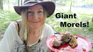 Campfire Steak for Breakfast with GIANT Morels