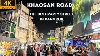 [4K] The best party street in Bangkok - KhaoSan Road |Thailand Nightlife 2023