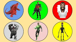 King Of Monster ; Godzilla, Kong, Skibidi Toilet, Traffic Light Head, Cyborg, Green Lantern