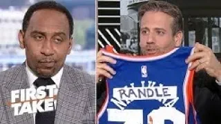 Stephen A. gets surprised with Randle Knicks jersey | First Take