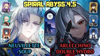 C0 Neuvillette Soup & C0 Arlecchino Double Hydro | 4.5 Spiral Abyss Floor 12 | Genshin Impact