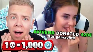 1000 VBUCKS pro KILL an Fortnite Streamer Spenden!