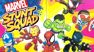 Marvel Stunt Squad Spiderman Iron Man Black Panther Take on Ultron and Green Goblin!