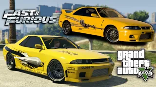 GTA 5: Leon's 'Fast and Furious' Nissan Skyline R33 GT-R - Annis Elegy Retro Custom REPLICA BUILD!