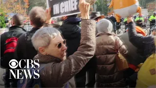 Anti-Trump protesters clash with WWII vet at NYC Veterans Day Parade