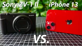 Sony ZV-1 II vs iPhone 13 camera comparison with test footage