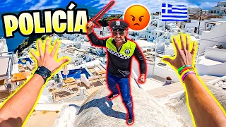 ESCAPO de la POLICÍA de SANTORINI haciendo PARKOUR👮| PERSECUCIÓN POV