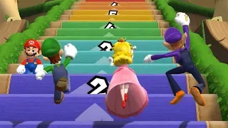 Mario Party 9 Step It Up - 1 vs. Rivals - Team Peach, Luigi & Waluigi vs Mario| Cartoons Mee