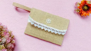 Best Out Of Waste for Space Saving Organizer | Jute Burlap Ladies Purse | Jute Reuse Craft Ideas