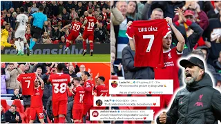 😍🔥Fans Reactions to Diogo Jota dedicates goal vs Nottm Forest to Luis Diaz after parents kidnapped