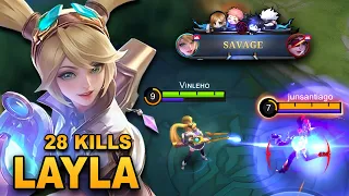 SAVAGE!! 28 Kills Layla | Build Top 1 Global Layla | MLBB