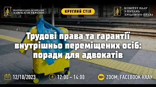 Круглий стіл на тему «Трудові права та гарантії внутрішньо переміщених осіб: поради для адвокатів»