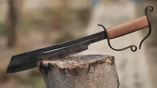 Making A Chopper Knife From An Old Spring   (time laps)