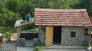 TIMELAPSE: START to FINISH Building Stone House - Build Earthen Tiles, BUILD LOG CABIN - Farm Life