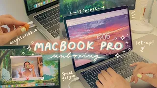 macbook pro 2020 m1 unboxing✨🍥setup, accessories + customizing