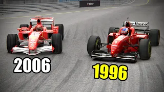 What's the GAP Between Schumacher's First Ferrari F1 CAR 1996 and his Last Ferrari F1 2006?