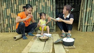 weaving bamboo walls around the duck coop, preparing to build a chicken coop