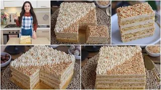 قاتو طبقات البفريوة الفاخرة لجميع المناسبات تذوب في الفم بكريمة البفريوة بنة😍Gâteau russe noisette