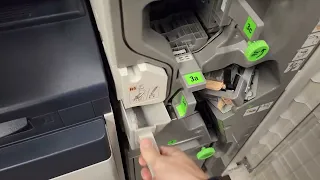 How to Empty the Hole Punch Waste Container in Xerox Booklet Finisher