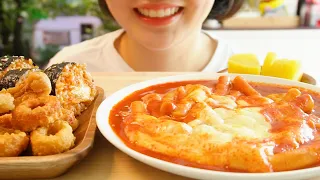 [ENG SUB] ASMR 신전떡볶이와 바삭한 튀김, 치즈 김밥 먹방 / Shinjeon Tteokbokki, crispy fried food, cheese gimbap