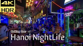 Vietnam Nightlife - Ta Hien Street Walk | The best Hanoi beer and food street | 4K HDR - Captions