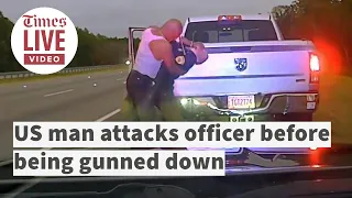 Dashcam captures moment US man attacks officer before being shot