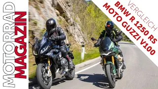 Sporttourer Vergleich 2023 – BMW R 1250 RS gegen Moto Guzzi V100 Mandello S – Veteran und Jungspund