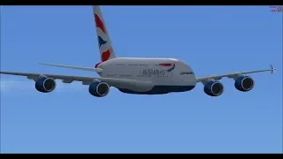 Kuala Lumpur Intl (WMKK) to London Heathrow Intl (EGLL) FSX British Airways A380