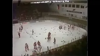 Легендарная драка СССР — Канада,  МЧМ 1987 в Пьештянах, Canada vs Soviet Union ice hockey brawl