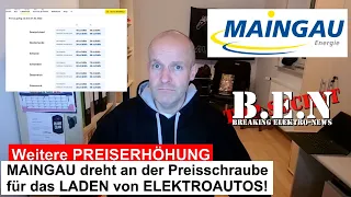 Weitere PREISERHÖHUNG: MAINGAU erhöhrt die Preise für das LADEN von ELEKTROAUTOS