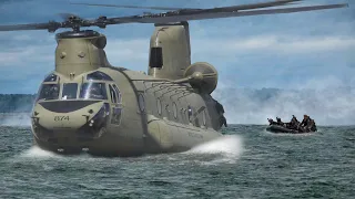 Kỹ thuật đặc biệt trực thăng CH-47 Chinook thả biệt kích Mỹ giữa biển