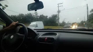 De carona no Corsa Maxx! Serra catarinense com chuva leve. Clima de inverno.