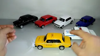 Lada ВАЗ-2106 "Жигули", Такси, Милиция. Модель "Автопром" 1:32. Металлическая модель  звук, свет.