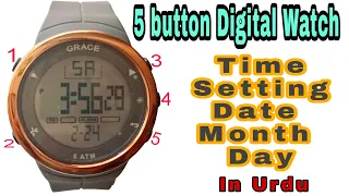 digital watch time setting 12 hours || sport watch setting time am pm alarm