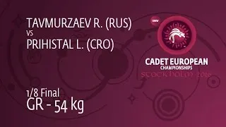 1/8 GR - 54 kg: R. TAVMURZAEV (RUS) df. L. PRIHISTAL (CRO) by TF, 8-0