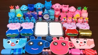 PEPPA PIG BLUE vs PINK !! Mixing Random Things into GLOSSY Slime ! Satisfying Slime, ASMR slime #126