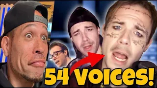 FIRST TIME EVER reaction to ONE GUY, 54 VOICES (With Music!) by Black Gryph0n!! HOLY SMOKE!!