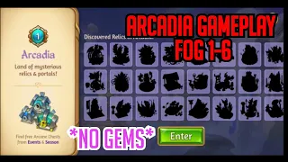 Arcadia Gameplay - Fog 1, 2, 3, 4, 5 & 6 - NO GEMS USED | Merge Dragons